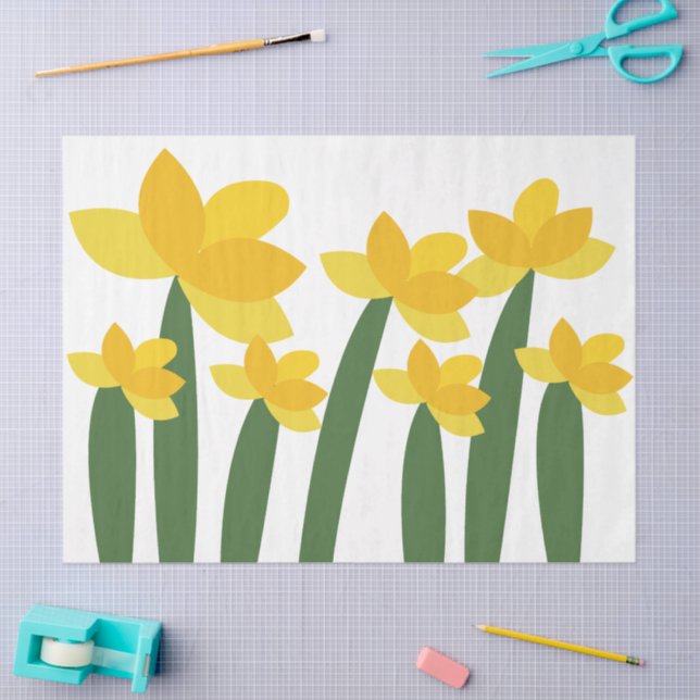 Papel De Seda Yellow Daffodil Flower Floral (Arte )