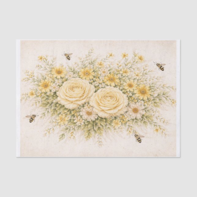 Papel De Seda Yellow Flowers  (Frente )