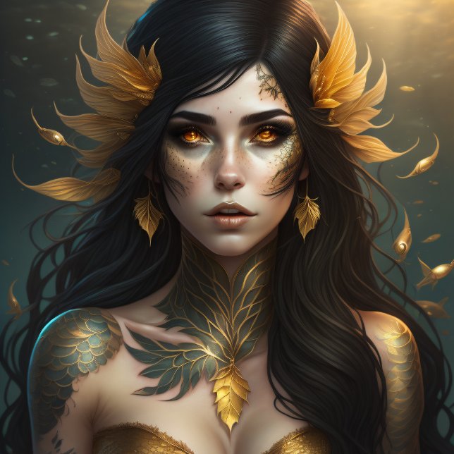 Papel De Seda Yellow Gold Queen of the Forest Portrait  (Criador carregado)