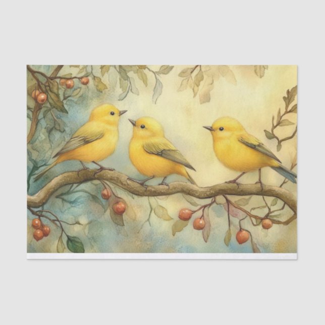 Papel De Seda Yellow Hammer Songbird DECOUPAGE (Frente )