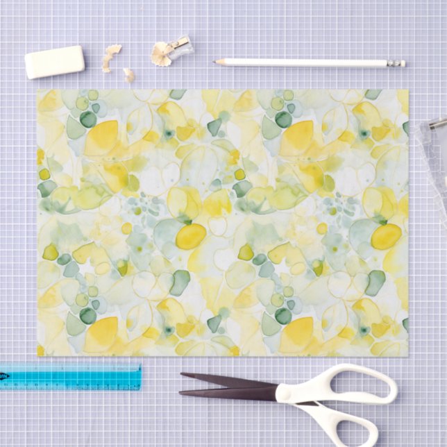 Papel De Seda Yellow Lemons Abstract Birthday (Arte )