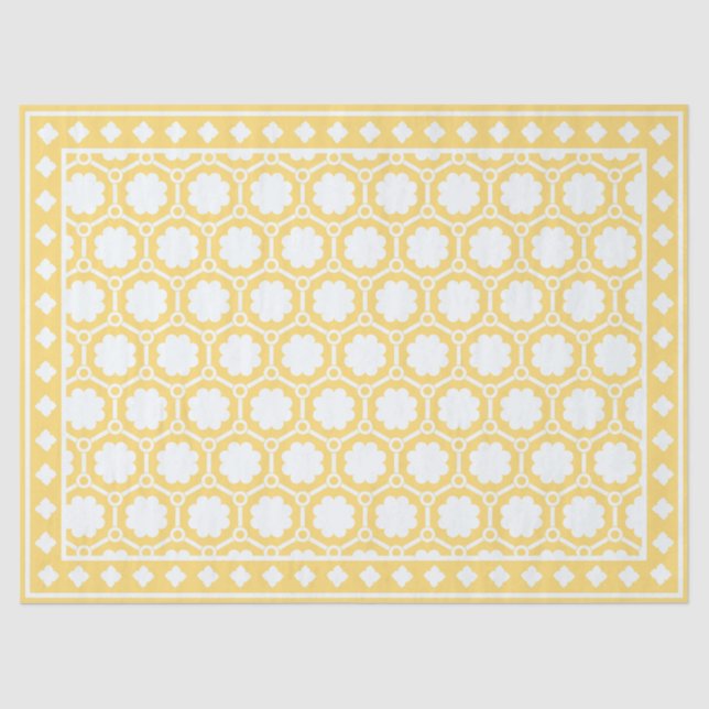 Papel De Seda Yellow Modern Bone Inlay Decoupage Paper (Frente )