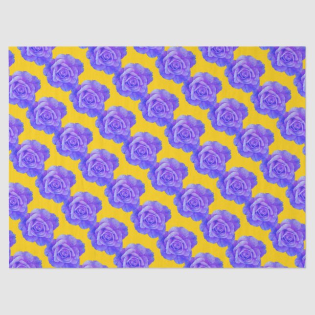 Papel De Seda Yellow Navy Blue Floral Patterns Flowers Roses (Frente )