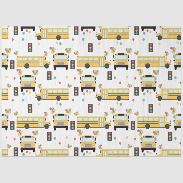 Papel De Seda Yellow School Bus Kids Birthday Party (Frente )