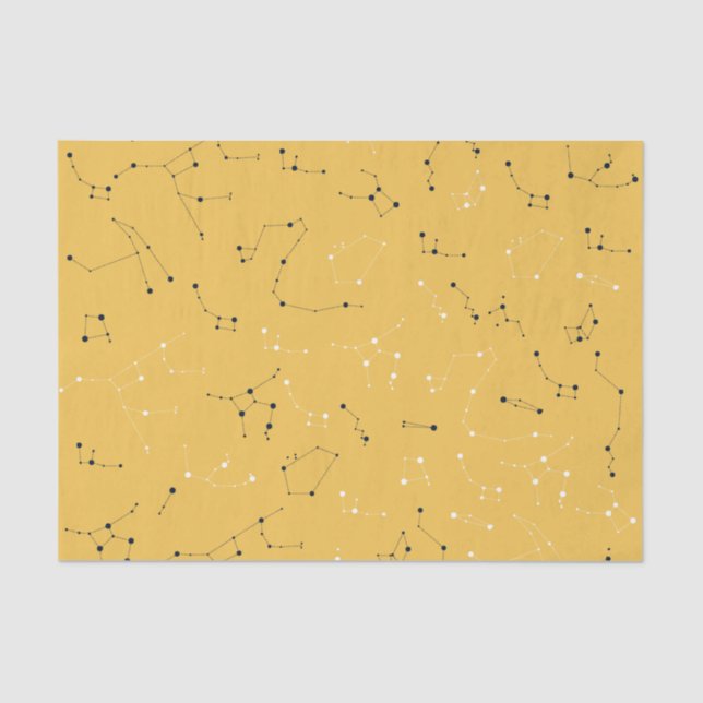 Papel De Seda Yellow Star Constellation Tissue Paper (Frente )