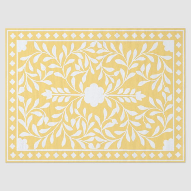 Papel De Seda Yellow Traditional Bone Inlay Decoupage Paper (Frente )