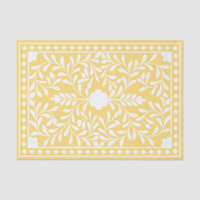 Papel De Seda Yellow Traditional Bone Inlay Decoupage Paper (Frente )