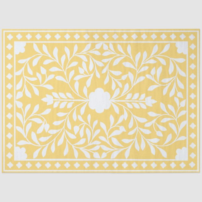 Papel De Seda Yellow Traditional Bone Inlay Decoupage Paper (Frente )