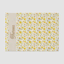 Papel De Seda Yellow Watercolor Wildflowers Pattern 