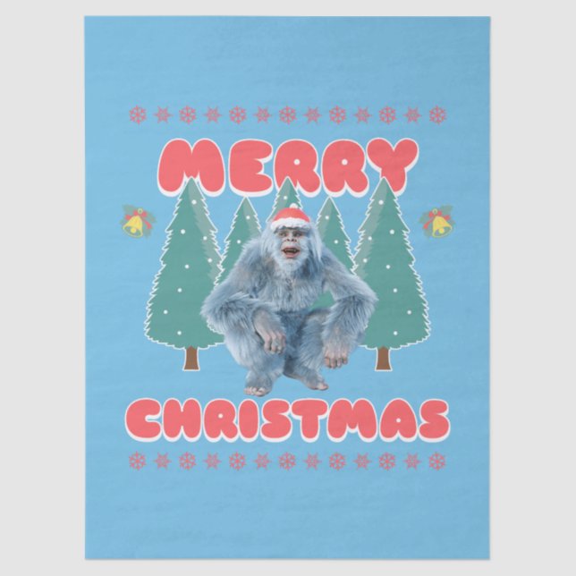 Papel De Seda Yeti Engraçado - Feliz Natal (Frente )