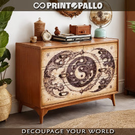 Papel De Seda Yin e Yang em pergaminho -