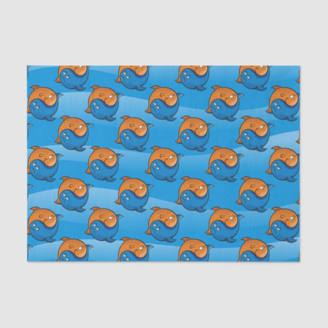 Papel De Seda Yin Yang Fish Cartoon (Frente )