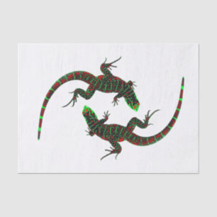 Papel De Seda Yin Yang Lizards White