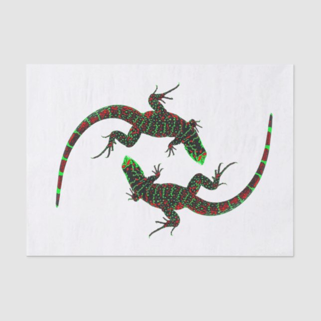 Papel De Seda Yin Yang Lizards White (Frente )
