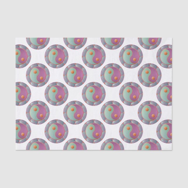Papel De Seda Yin Yang Medallion Violet Turquoise (Frente )