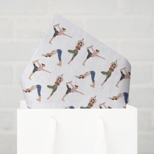 Papel De Seda Yoga Pose Women Workout Wellness Pattern (Sacola de presentes)