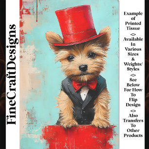 Papel De Seda Yorkie Caprichoso, Gravata Vermelha AT2 Decoupage