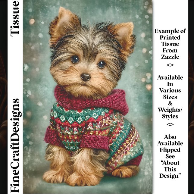 Papel De Seda Yorkie Dog Em Decoupage Do Sweater De Natal DS2R (Criador carregado)