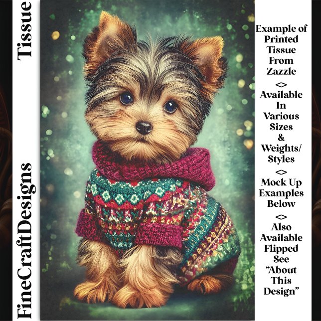 Papel De Seda Yorkie Dog Em Decoupage Do Sweet De Natal DS2LR (Criador carregado)