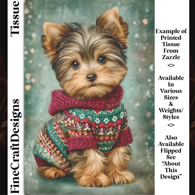 Papel De Seda Yorkie Dog Em Decoupage DS2L, Sueco De Natal (Criador carregado)