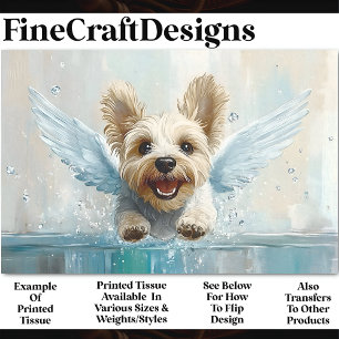 Papel De Seda Yorkie Filhote Voador Com Asas AU9 Decoupage