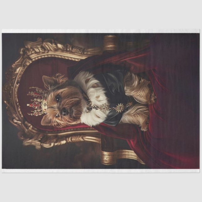 Papel De Seda Yorkie Red Kings Cadeira Fundo Escuro (Frente )