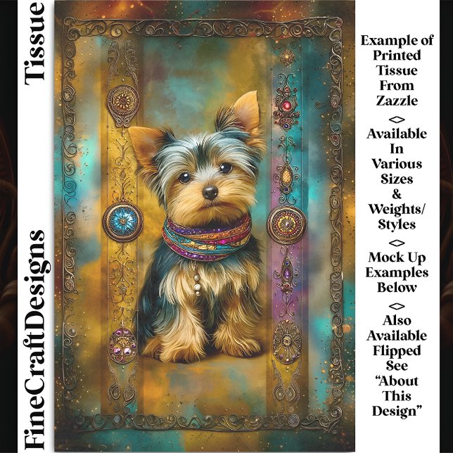 Papel De Seda Yorkshire Terrier Dog Baroque Frame DY3L Decoupage (Criador carregado)