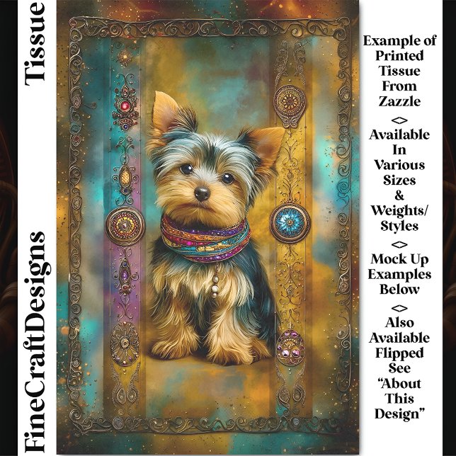 Papel De Seda Yorkshire Terrier Dog Baroque Frame DY3R Decoupage (Criador carregado)