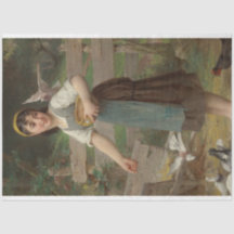 Young Girl Feeding the Doves (por Émile Munier)