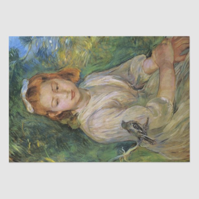 Papel De Seda Young Girl With a Bird (por Berthe Morisot) (Frente )