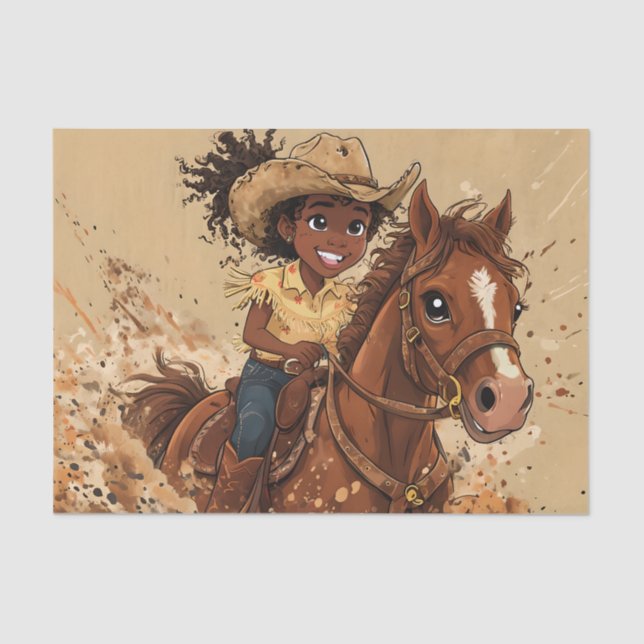 Papel De Seda Young Smiling Girl Rider Her Horse (Frente )