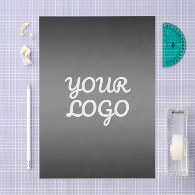 Papel De Seda Your Logo & Modern Simple Ombre | Dark Gray (Arte )