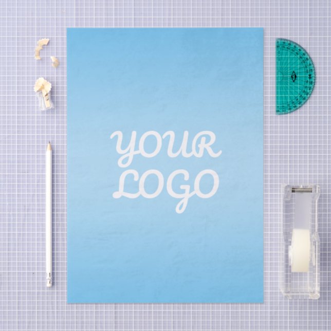 Papel De Seda Your Logo & Modern Simple Ombre | Light Blue (Arte )