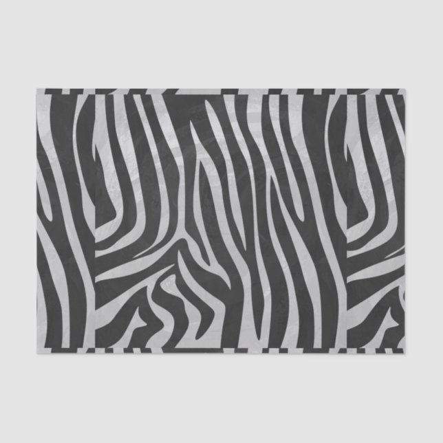 Papel De Seda Zebra Black and Light Cinza (Frente )