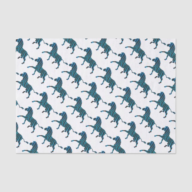 Papel De Seda Zebra Black e Blue Silhouette (Frente )
