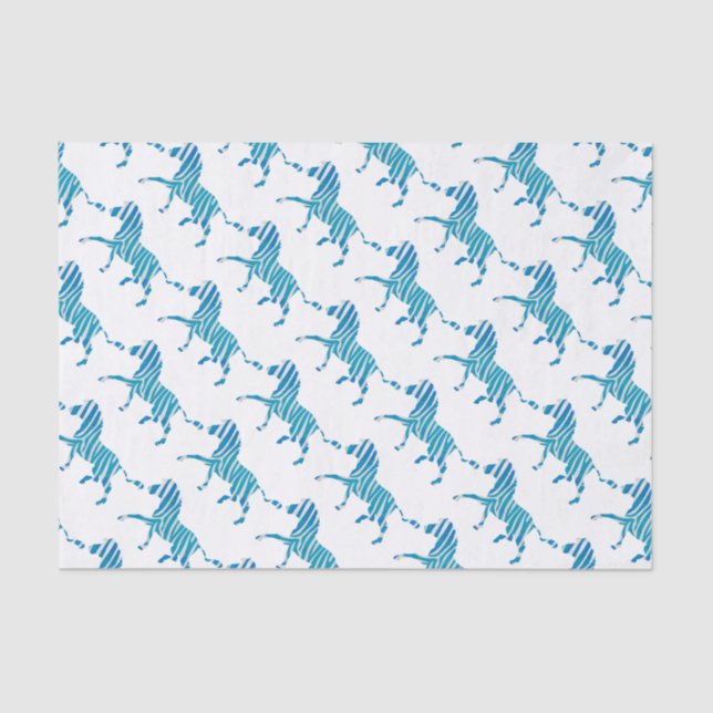 Papel De Seda Zebra Blue e White Silhouette (Frente )