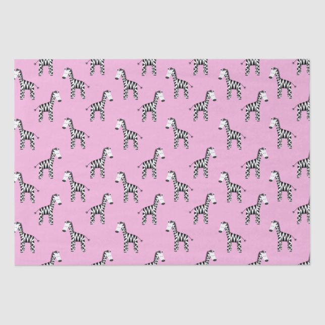 Papel De Seda zebra branca rosa (Frente )