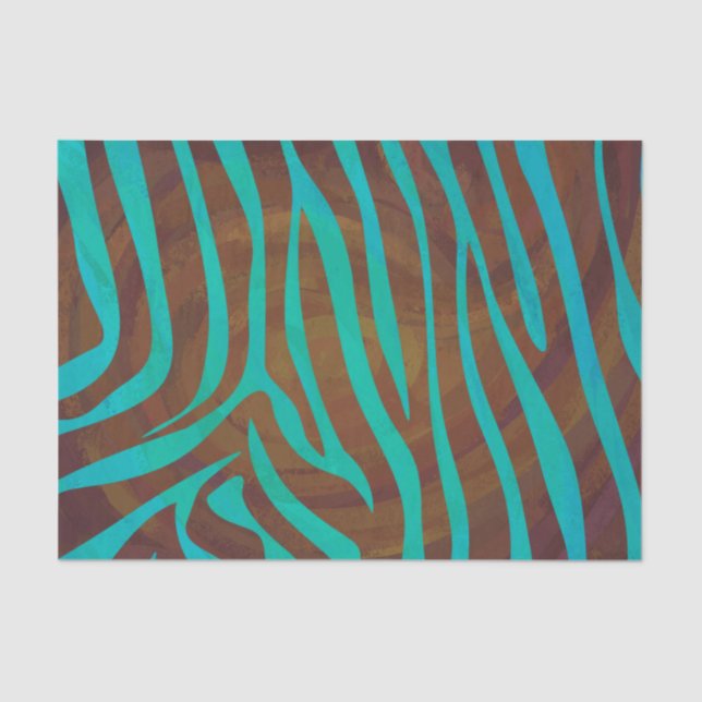 Papel De Seda Zebra Brown e Teal Impressão (Frente )