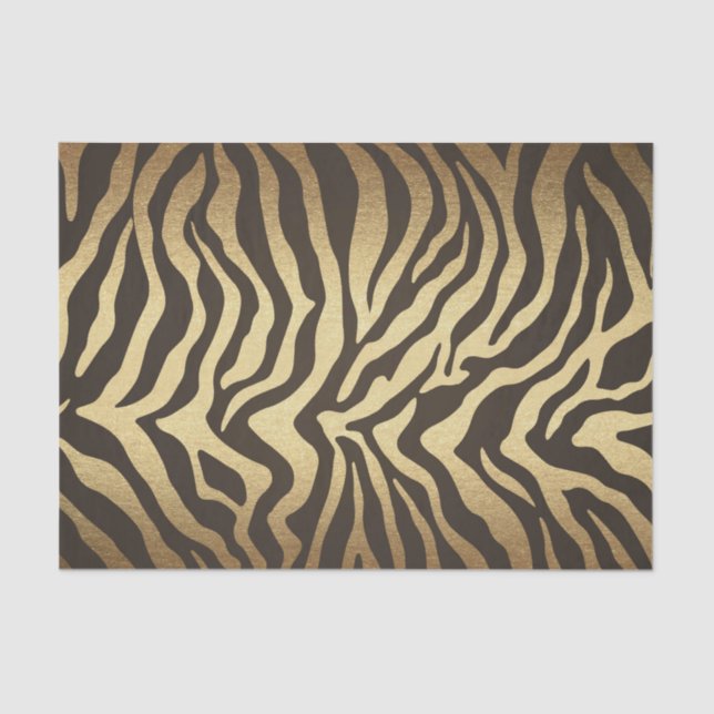 Papel De Seda Zebra Print Animal Skype Dourado Glam Chic (Frente )