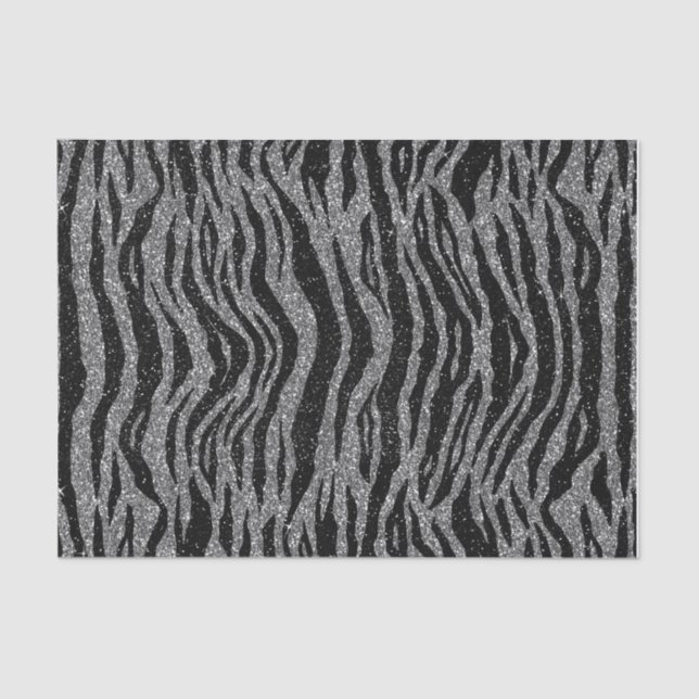 Papel De Seda Zebra Print Black and Cinza Silver (Frente )