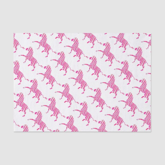 Papel De Seda Zebra Rosa Quente e Silhueta Branca (Frente )