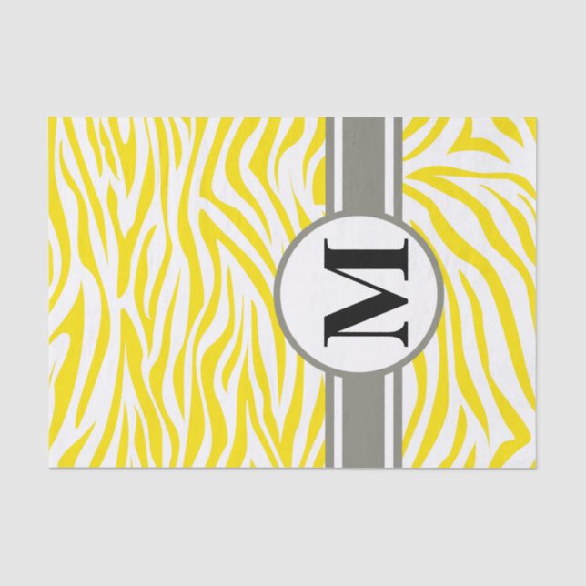 Papel De Seda Zebra Safari Amarelo ouro com monograma (Frente )