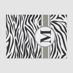 Papel De Seda Zebra Safari Preta com monograma