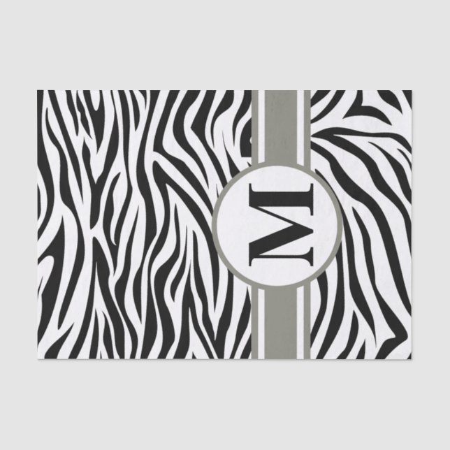 Papel De Seda Zebra Safari Preta com monograma (Frente )