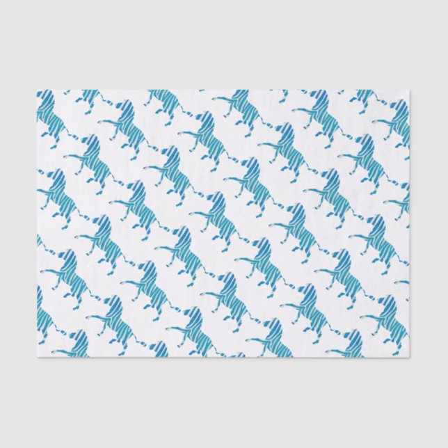 Papel De Seda Zebra Silhouette Azul e Branco (Frente )