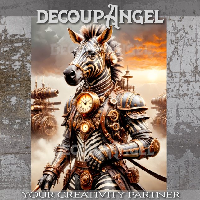 Papel De Seda Zebra Steampunk - Decoupage - (Criador carregado)