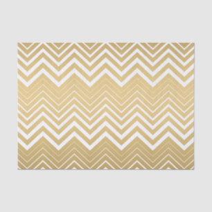 Papel De Seda Zigzag Chevron Dourado E Branco