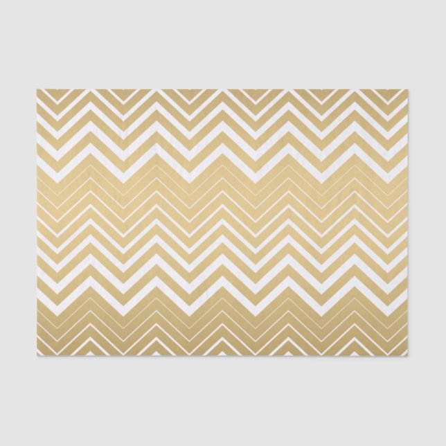 Papel De Seda Zigzag Chevron Dourado E Branco (Frente )