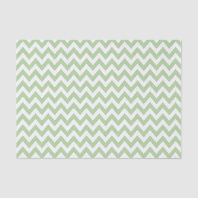 Papel De Seda ZigZag Verde Sage/Padrão Chevron (Frente )