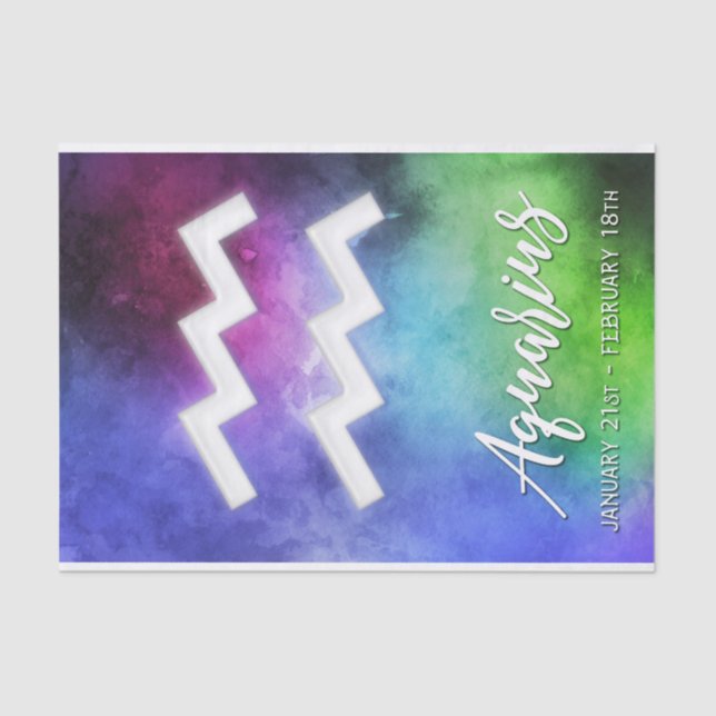 Papel De Seda Zodíaco: Datas de Aquário (Frente )